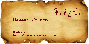 Hevesi Áron névjegykártya